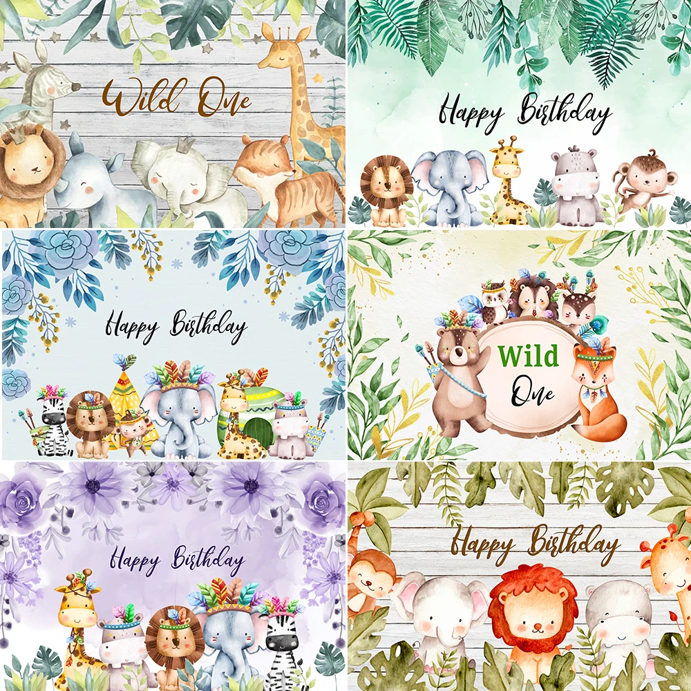 

Tropical Jungle Safari Wild One Backgrounds For Newborn Baby Happy 1st Birthday Party Photo Photozone Photography Backdrops