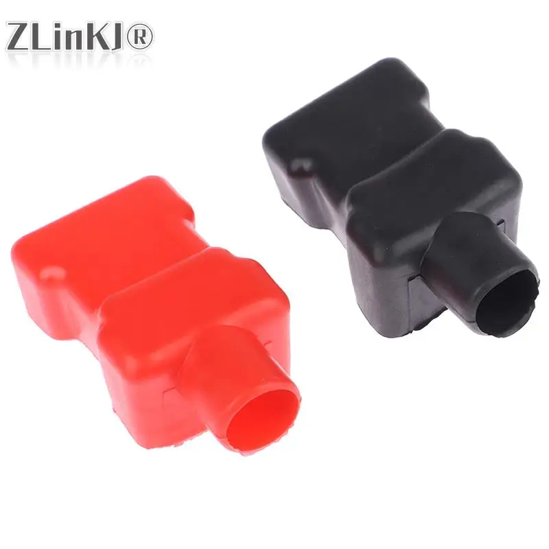 1pair Car Battery Terminal Cap Negative Positive Terminal Covers Protector Replacement Batteries Car Accessories Red/Black color