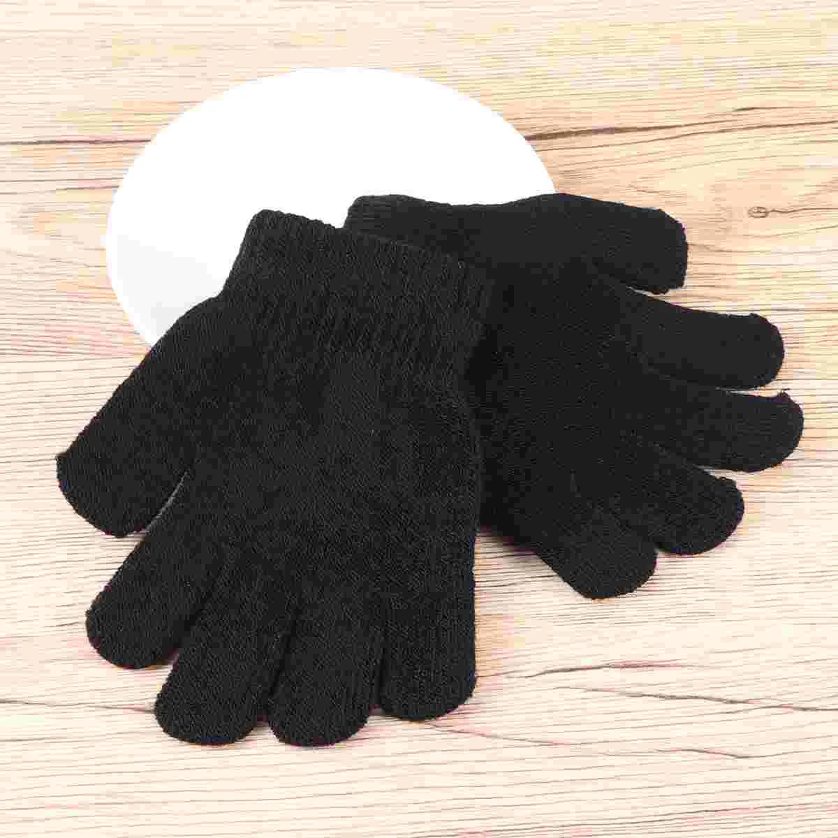 

12 пар новых модных детских плотных вязаных перчаток, теплые зимние перчатки, Детские эластичные варежки, аксессуары для рук для мальчиков и девочек (черные)