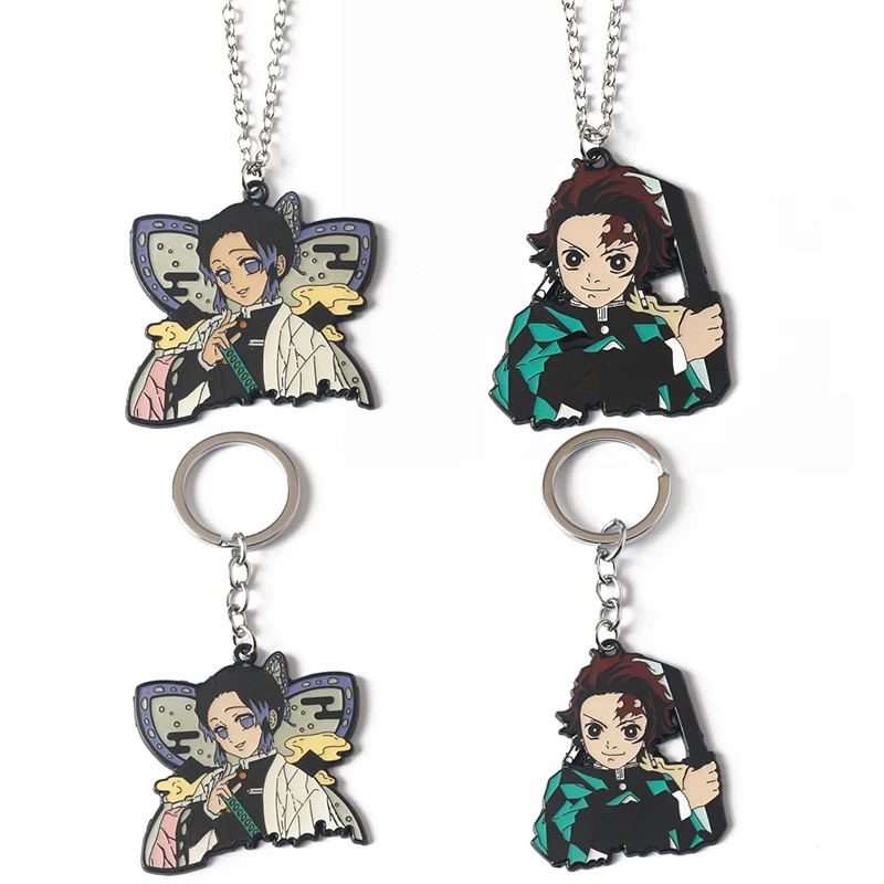 

New Anime Demon Slayer Keychain Kimetsu no Yaiba Tanjiro Kochou Shinobu Pendant Car Key Chain Metal Keyring Cosplay Jewelry Gift