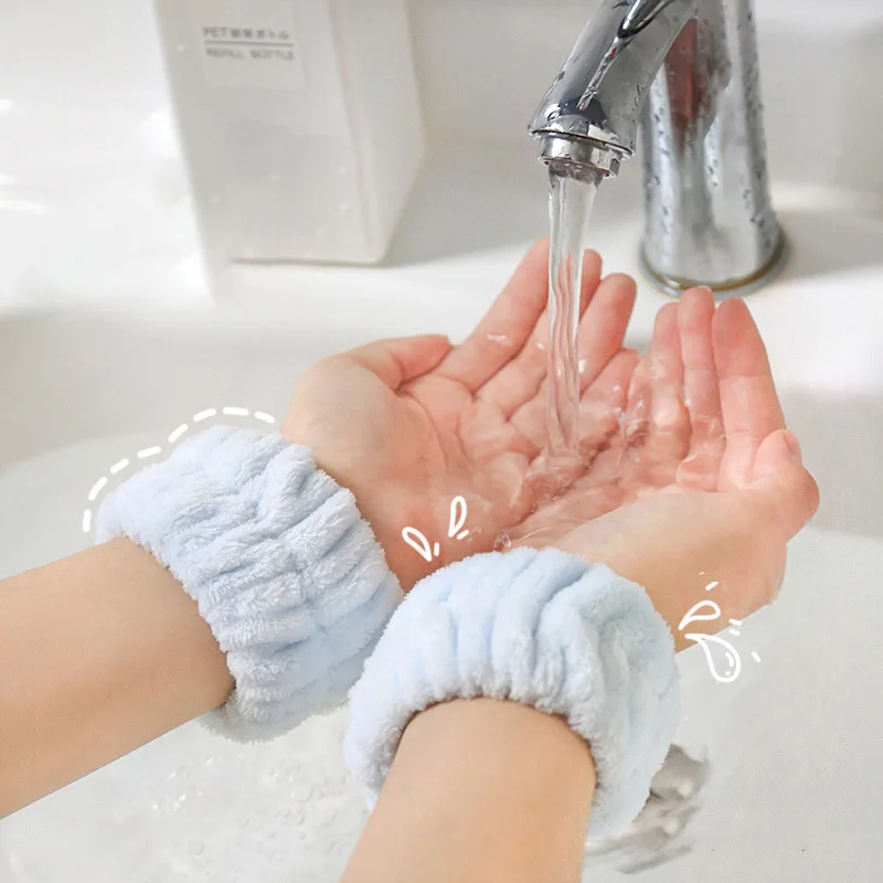 

2pc Wrist Washing Belt Soft Microfiber Towel Wristbands For Washing Face Water Absorption Washing Prevent Wetness Wrist Washband