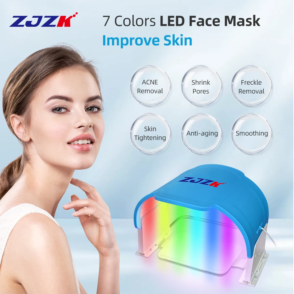 

7 Colors PDT Led Light Facial Neck Mask Machine Professional Acne Treatment Facial Whitening Rejuvenation Phototherapy Photon