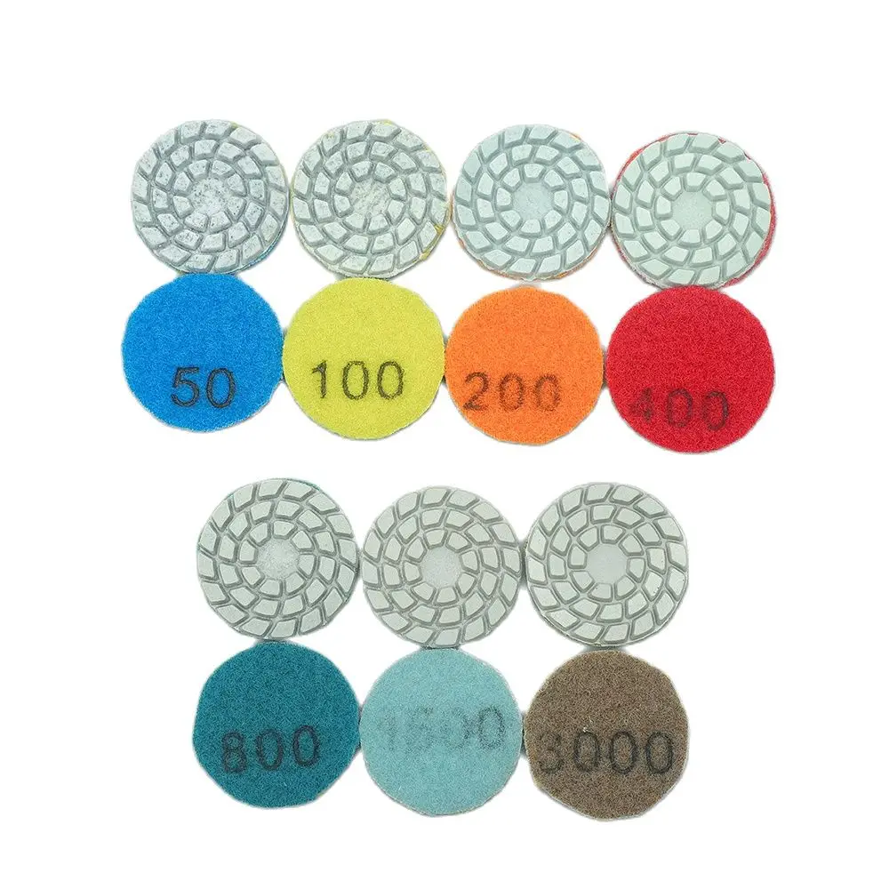 8Pcs 2inch 50mm Abrasive Tools Flexible Disc Diamond Wet Polishing Pad Grinding For Marble Granite Stone Quartz Sink Grinding