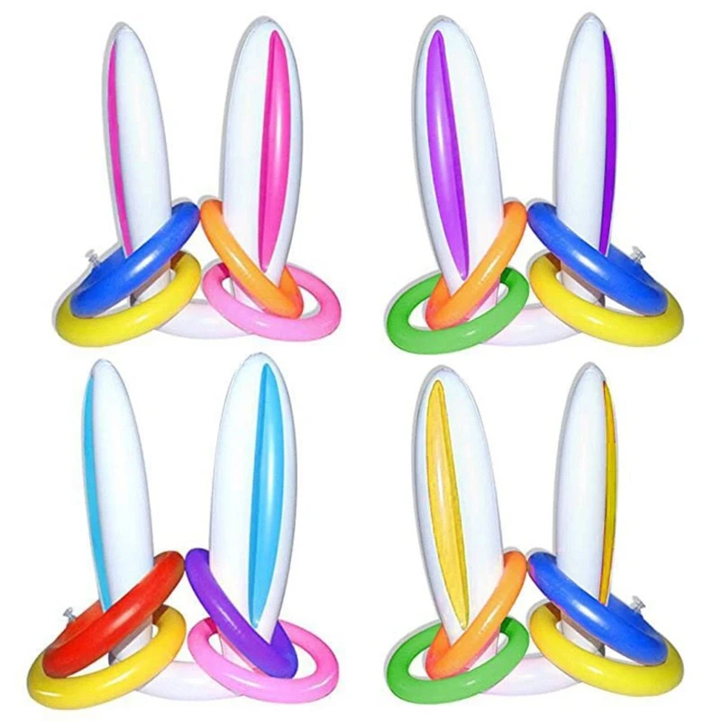 

Easter Inflatable Bunny Rabbit Ear Ring Toss Game Ornament 1 Set PVC Material