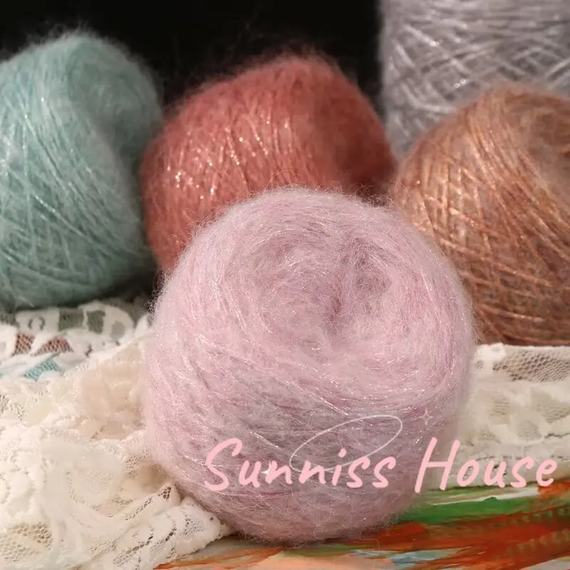 Фиригранная Золотая мохеровая пряжа пухлые мерцающие шерстяные мохеровые