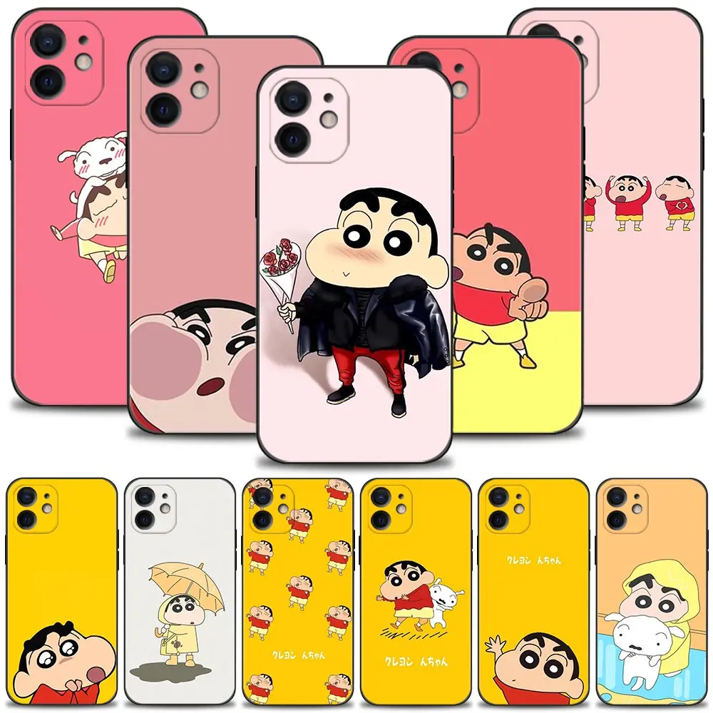 

Phone Case For Apple iPhone 13 12 11 Pro Max Mini XS XR X 7 8 6 6S Plus 5 5S SE Cover Cartoon Crayon Shin Chan Take Flowers