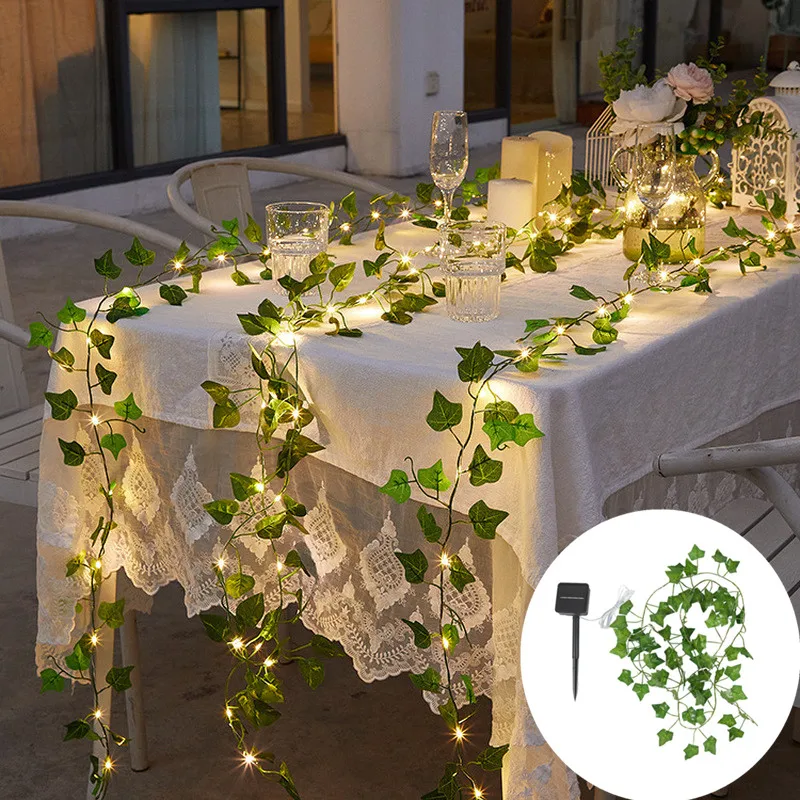 

5M/10M String Lights with Vines Solar Power Artificial Leaf Ivy 50/100 LEDs Vine Lights for Bedroom Room Wall Wedding Decor