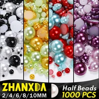 2 10mm half pearl beads resin round flat back loose pearls all for handiwork jewelry making cabochons plastic acrylic beads