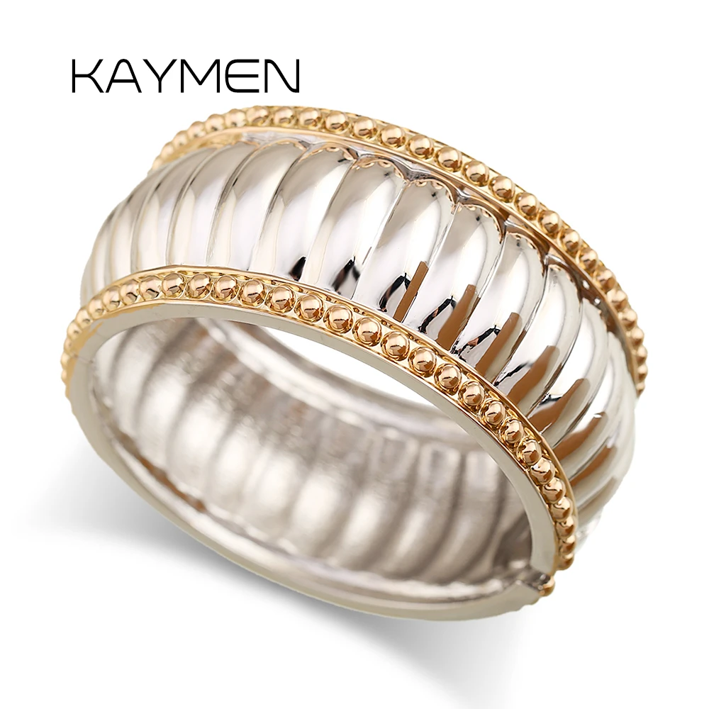 

New Especial Gold and Silver Double Colors Statement Bangle Fashion Cuff Bracelets for Women Engagement Party Accessories