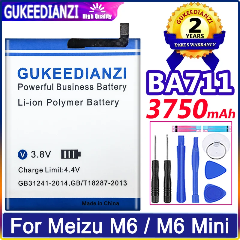 

GUKEEDIANZI For Mei Zu BA711 BA 711 3750mAh Mobile Phone Battery For Meizu M6 (M6 Mini) M6Mini Batteria + Free Tools