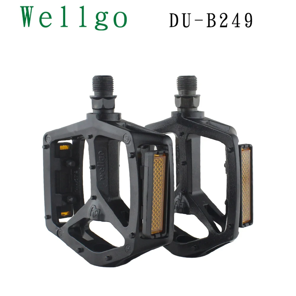 Wellgo MTB DU Bearing Alloy Pedals For Mountain Road BMX Bike Cycling Parts  Reflector  Silver Black