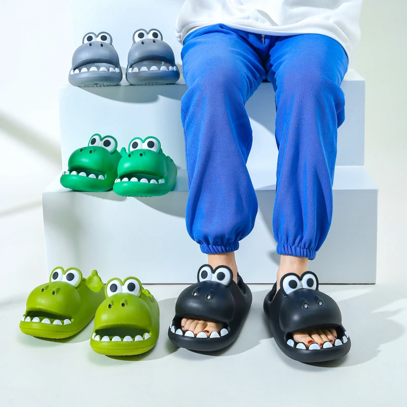 

Summer Beach Slides Women Men Slippers Sandals Cartoon Cute Dinosaur Non-Slip Platform Baby Sandals Home Bathroom Shoes
