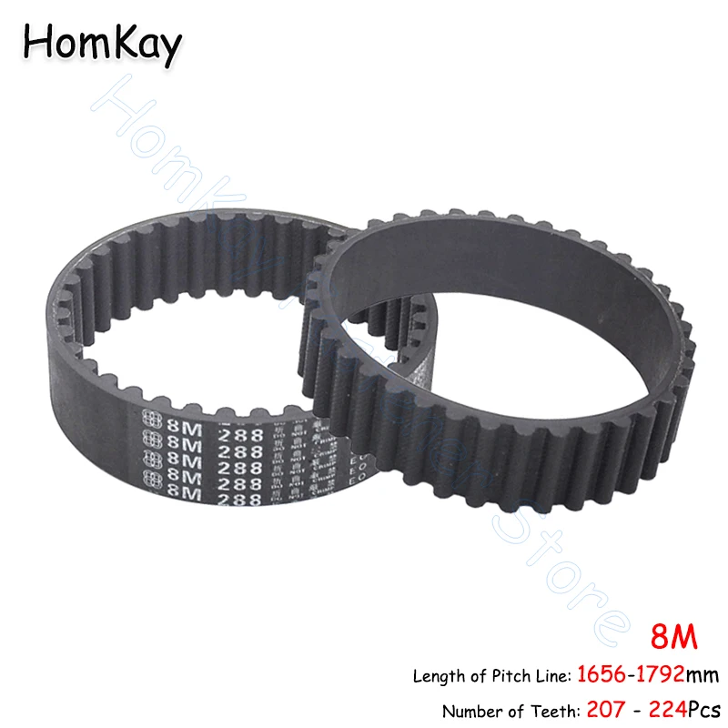 

8M Timing Belt Rubber Closed-loop Transmission Belts Pitch 8mm No.Tooth 207 210 212 213 215 216 221 - 224Pcs width 15-40mm