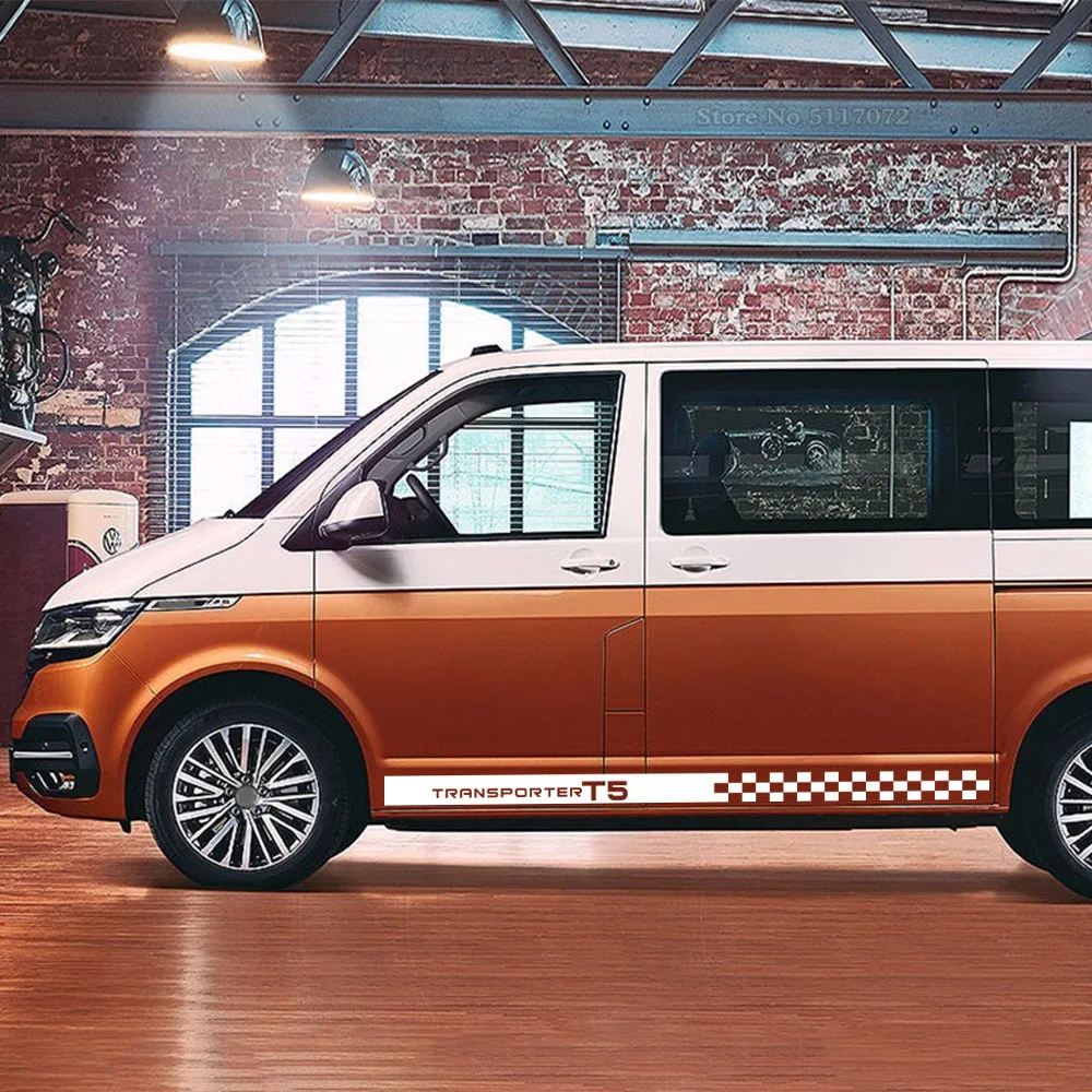Наклейки на автомобильные двери боковые юбки наклейки для Volkswagen VW Transporter Multivan T5 T6