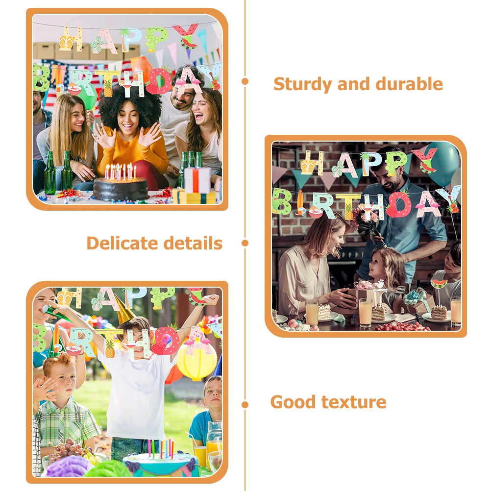 Баннер на день рождения гирлянда с днем украшения флажки фрукты Гавайское