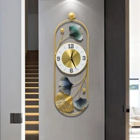 chinese light luxury wall clock wrought iron home decor multi scene suitable for wall sticker gold ginkgo decoration for home