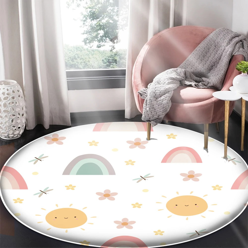 Домашний декор напольный коврик мультяшный круглый ковер с рисунком солнца