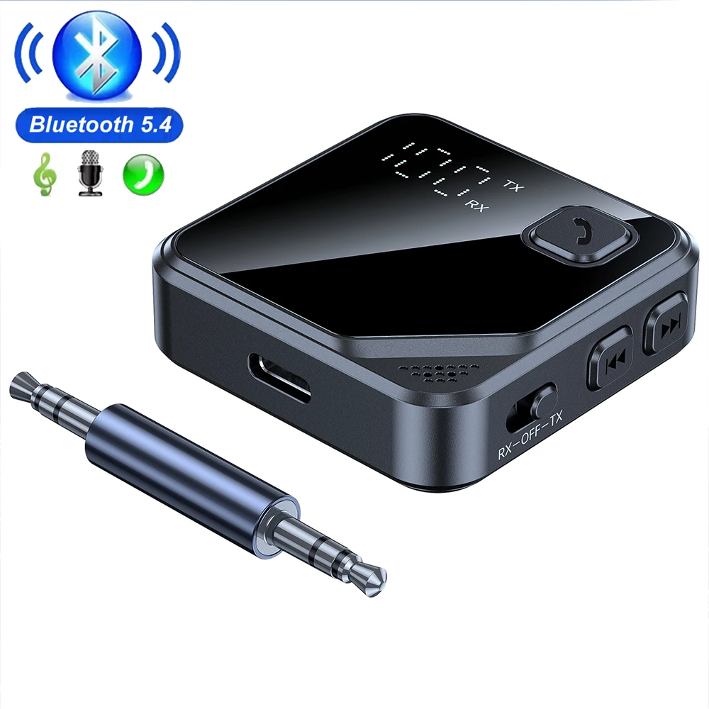 

Автомобильный Bluetooth-приемник 2-в-1, стабильный передатчик 10 м, AUX 3,5 мм с ЖК-дисплеем громкости аккумулятора для автомобильной музыки/звонка громкой связи
