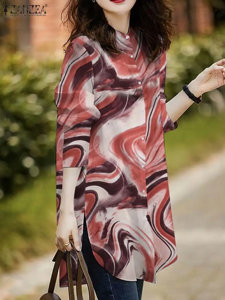 

ZANZEA Women Bohemian Blouse Spring Long Sleeve Buttons Down Shirt Female Tunic Tops Casual Floral Printed Holiday Party Blusas