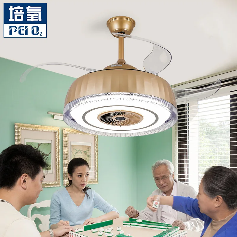 

Smart air purifier, chess and card restaurant dining room living room chandelier, invisible electric fan lamp ceiling fan lamp