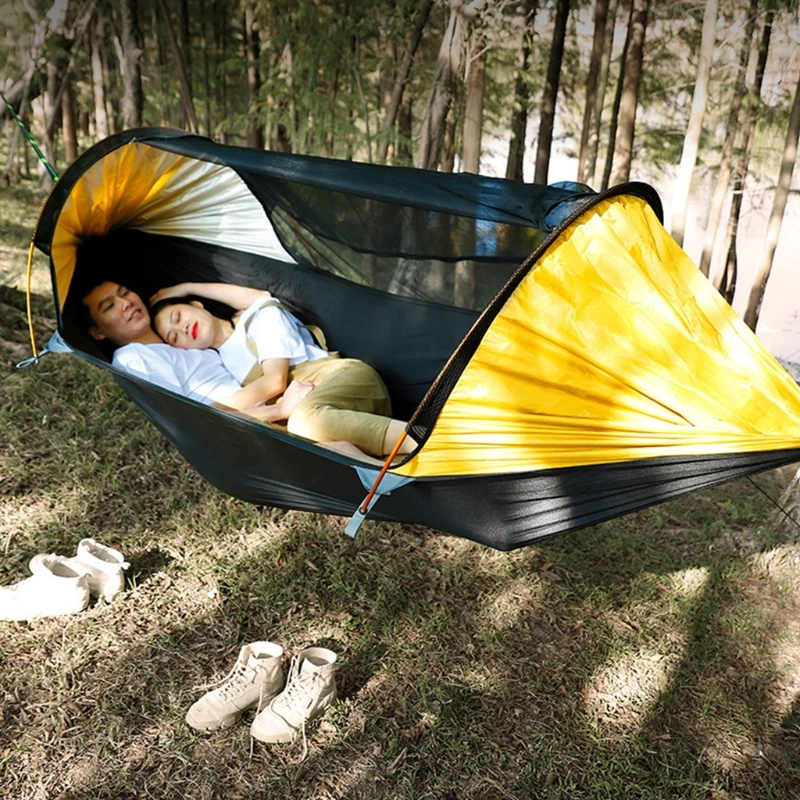 

Portable Large Camping Hammock 2 Person Multi-purpose Pop-up Parachute Ultra Light Backpacking Backyard Swing With Mosquito Net