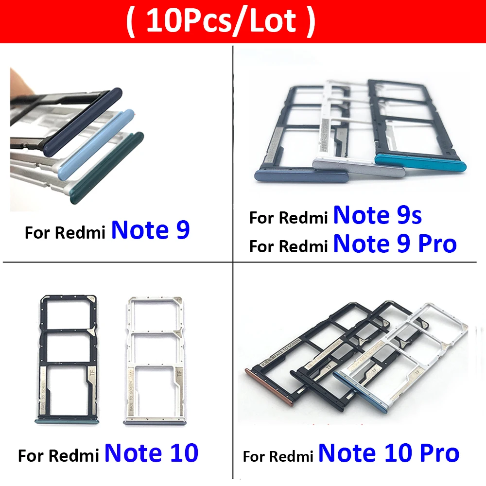 

10Pcs/Lot, SIM Card Slot SD Card Tray Holder Adapter For Xiaomi Redmi Note 7 8 9 9s 10 Pro Replacement Parts Repair
