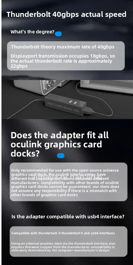 Адаптер T3T4 Oculink Lightning USB4, док-станция для внешней видеокарты ноутбука (art.: 3920dad13bc80) - 3920dad13bc80