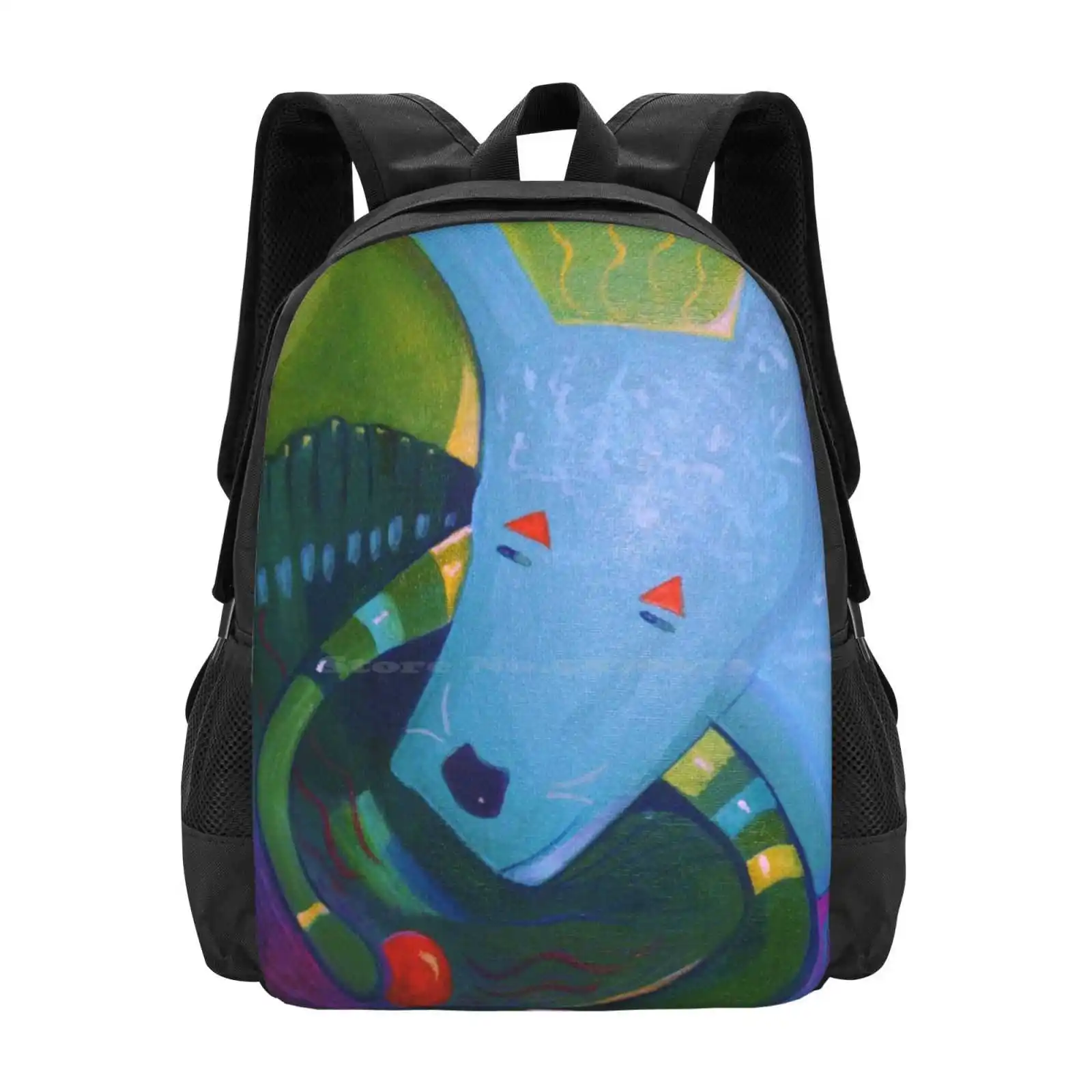 

Blue Dog With Orange Ball School Bags Travel Laptop Backpack Dog Ball Puppy Animal