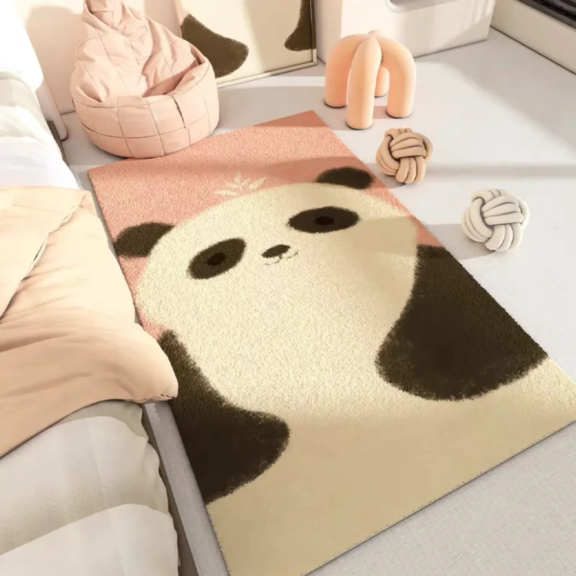 Soft cute furry little animal imitation cashmere carpet household bedroom room partition cool warm bedside blanket