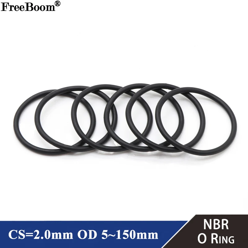 

10pcs NBR O Ring Gasket Thickness CS 2mm OD 5~150mm Nitrile Rubber Round O Type Corrosion Oil Resist Sealing Washer Black