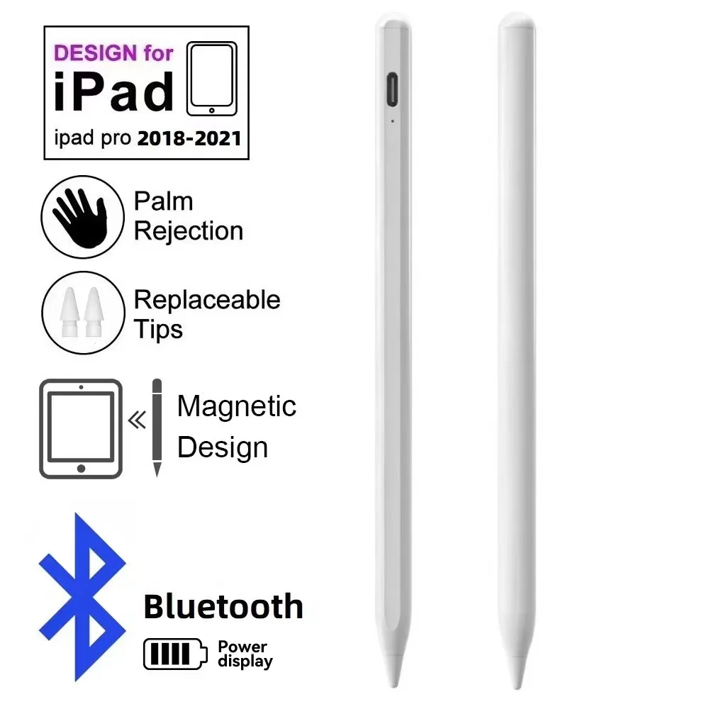 

Apple Pencil Capacitive Stylus for IPad 2018-2022 Pro Air Mini Pencil Accessories with Bluetooth Connection Writing Drawing Pen