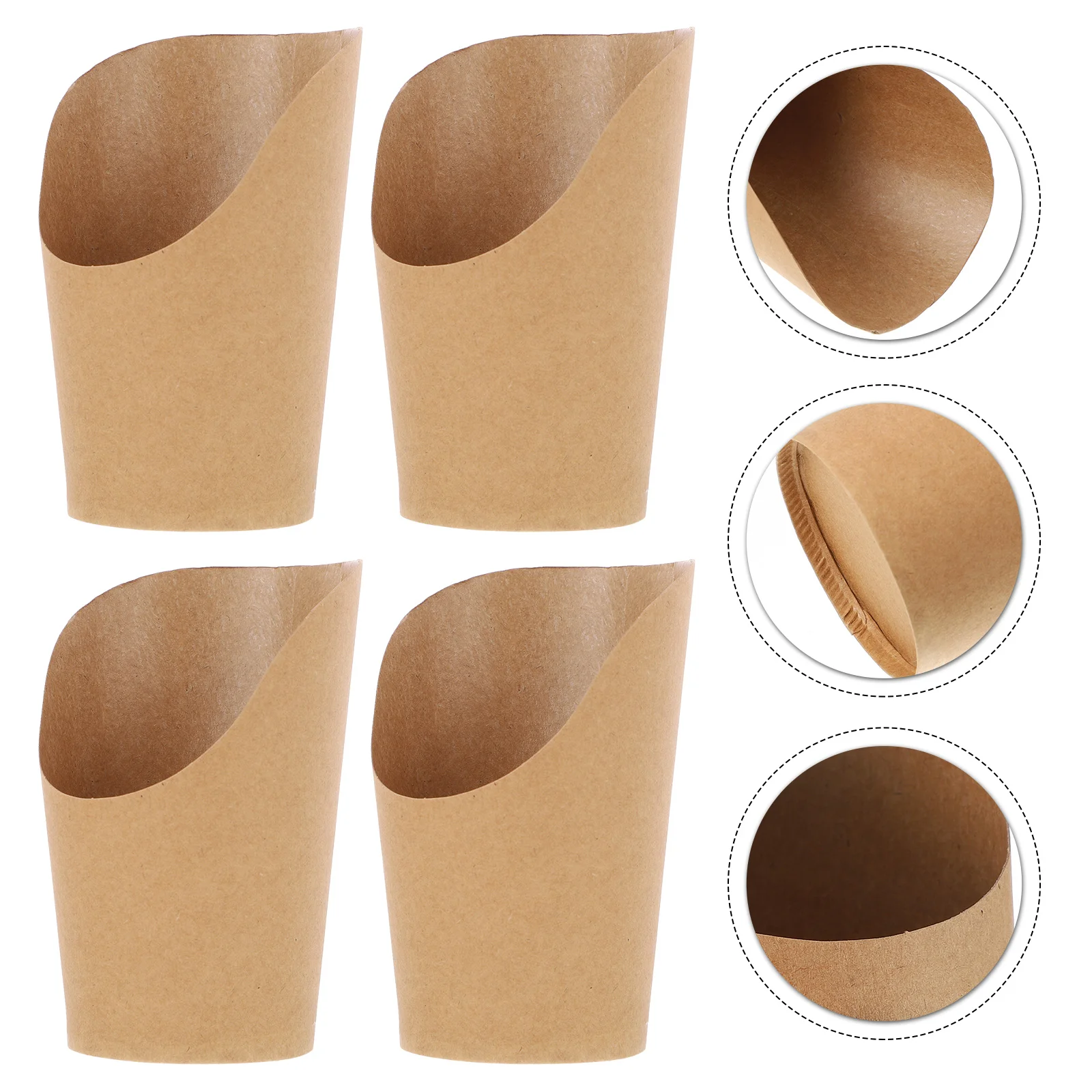 

100 Pcs Waffle Cones Snack Container Take Out Containers Brown Paper Cups Ice Cream Chip Boxes Fries Paper Fries Holder