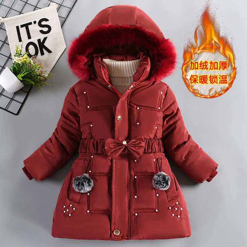 

-30 New Warm Kids Winter Parka Outerwear Teenager Outfit Children Clothing Faux Fur Coat Hooded Jacket for Girl Snowsuit TZ312