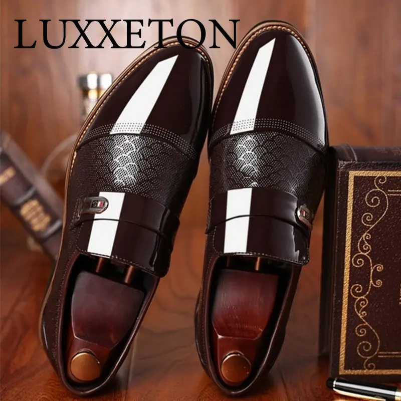 Men Leather Shoes Casual Dress Shoes Men Shoes Classic Fashion Luxury Men Shoes Wear-resistant Non-slip Men Shoes Solid Color