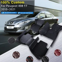 car floor mats for peugeot 408 t7 mk1 20102021 rugs interior parts leather mat protective pad carpets car accessories 2011 2012