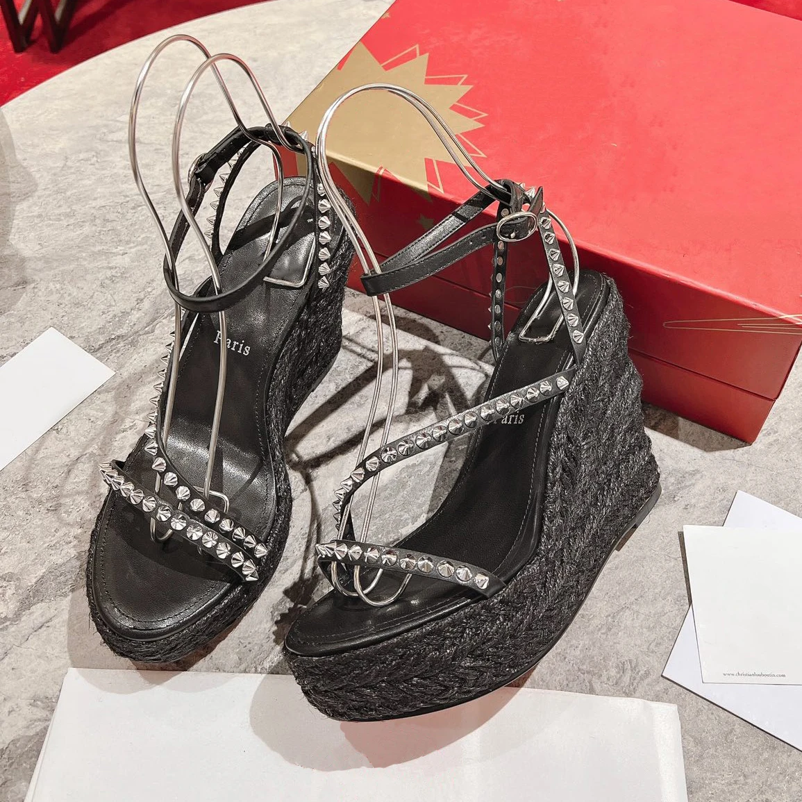 Top Quality Red Sole Womens High Heels 12cm Shoes Luxury Fashion Ladies Braided Sandals Classic Retro Designer High Heel HJ2047