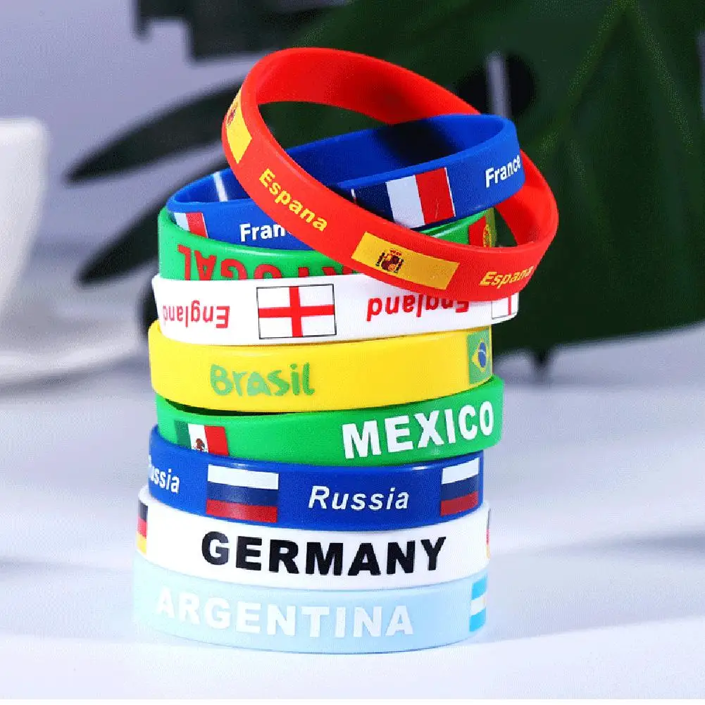 

2022 Silicone Football Game National Flag Bracelet Flexible Sports Wristband Event Souvenirs Football Fans Gift