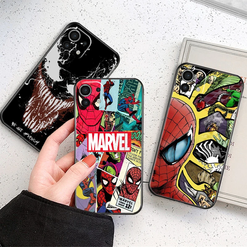 

Spiderman Iron Man Venom Phone Case For Xiaomi Mi 11 Mi 11 Lite Mi 11 Pro Mi 11 Ultra 5G Soft Funda Carcasa Shell TPU Black