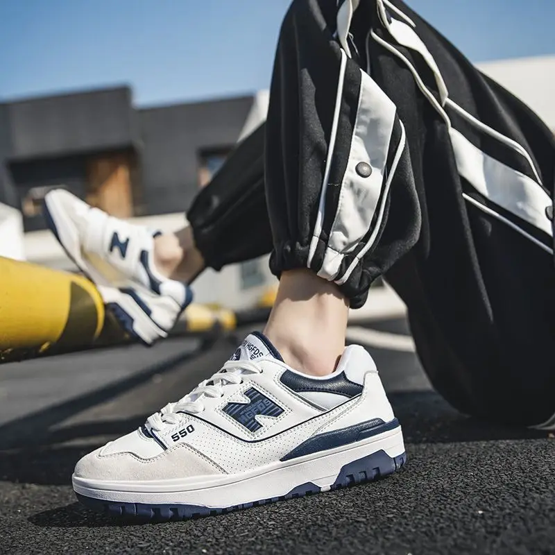 New BOLUNE 550 N-word Running shoes Men and women White sneakers mixed color star shoes Green blue white matching shoes gift