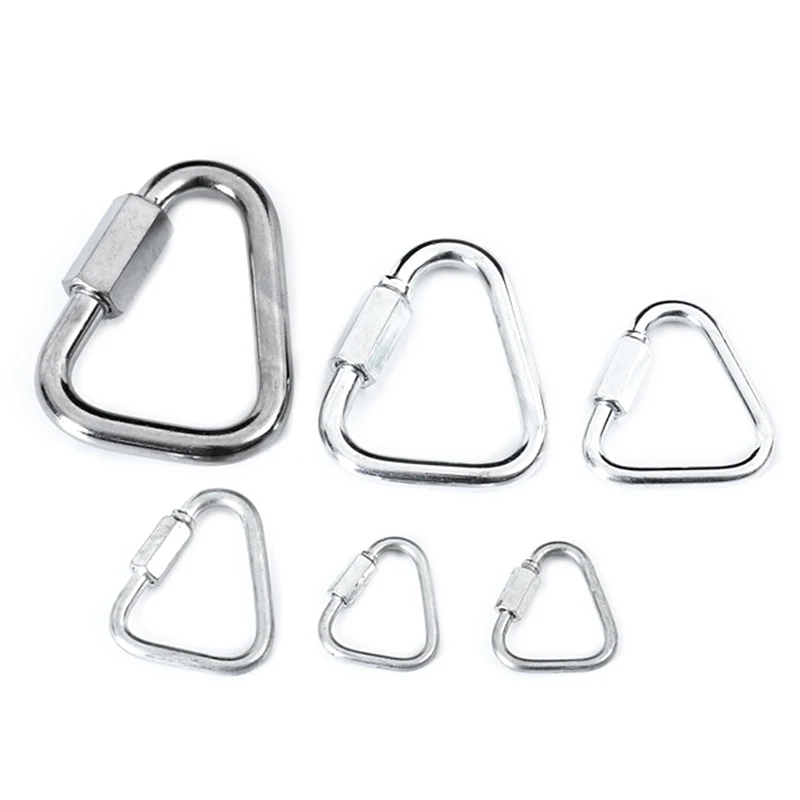 

2Pc Triangle Carabiner Stainless Steel Keychain Snap Clip Hook Buckle Screw Lock