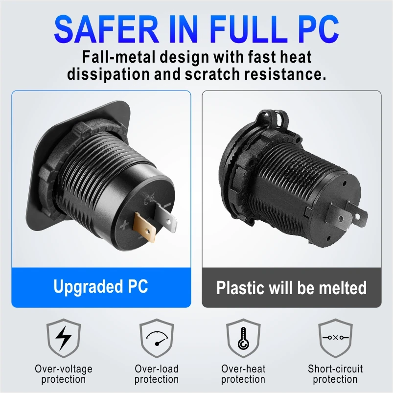 Автомобильное зарядное устройство USB C 12 В/24 В двойная USB-разъем PD3.0 и QC3.0