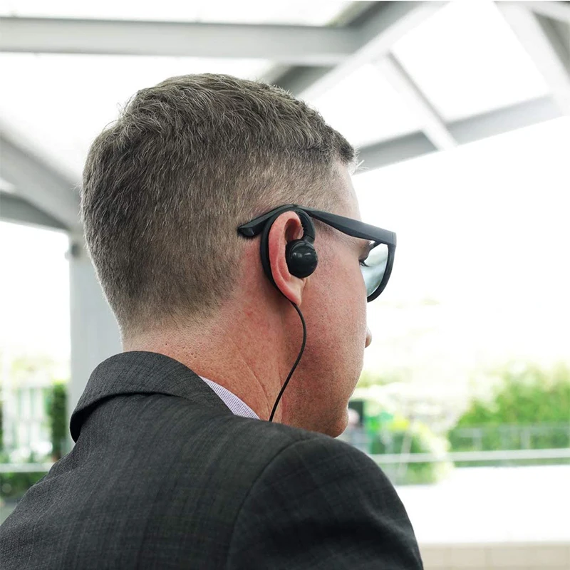 Ear Hook Two Way Radio Walkie Talkie Accessories Earpiece Headset with Mic Compatible with Hytera PD550 PD562 TD500 TD562 Black