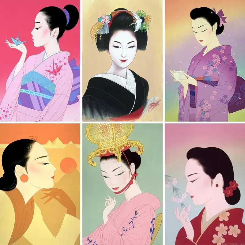 

5D Geisha алмазная живопись мультфильм японская женщина полная Алмазная мозаика наборы для вышивки крестиком картины стразы ремесла домашний декор