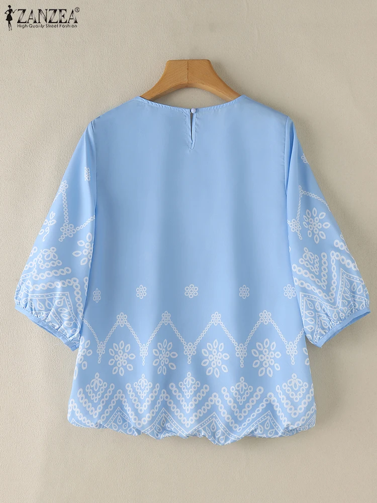 ZANZEA элегантные праздничные туники топы с пышными рукавами 3/4 женские свободные