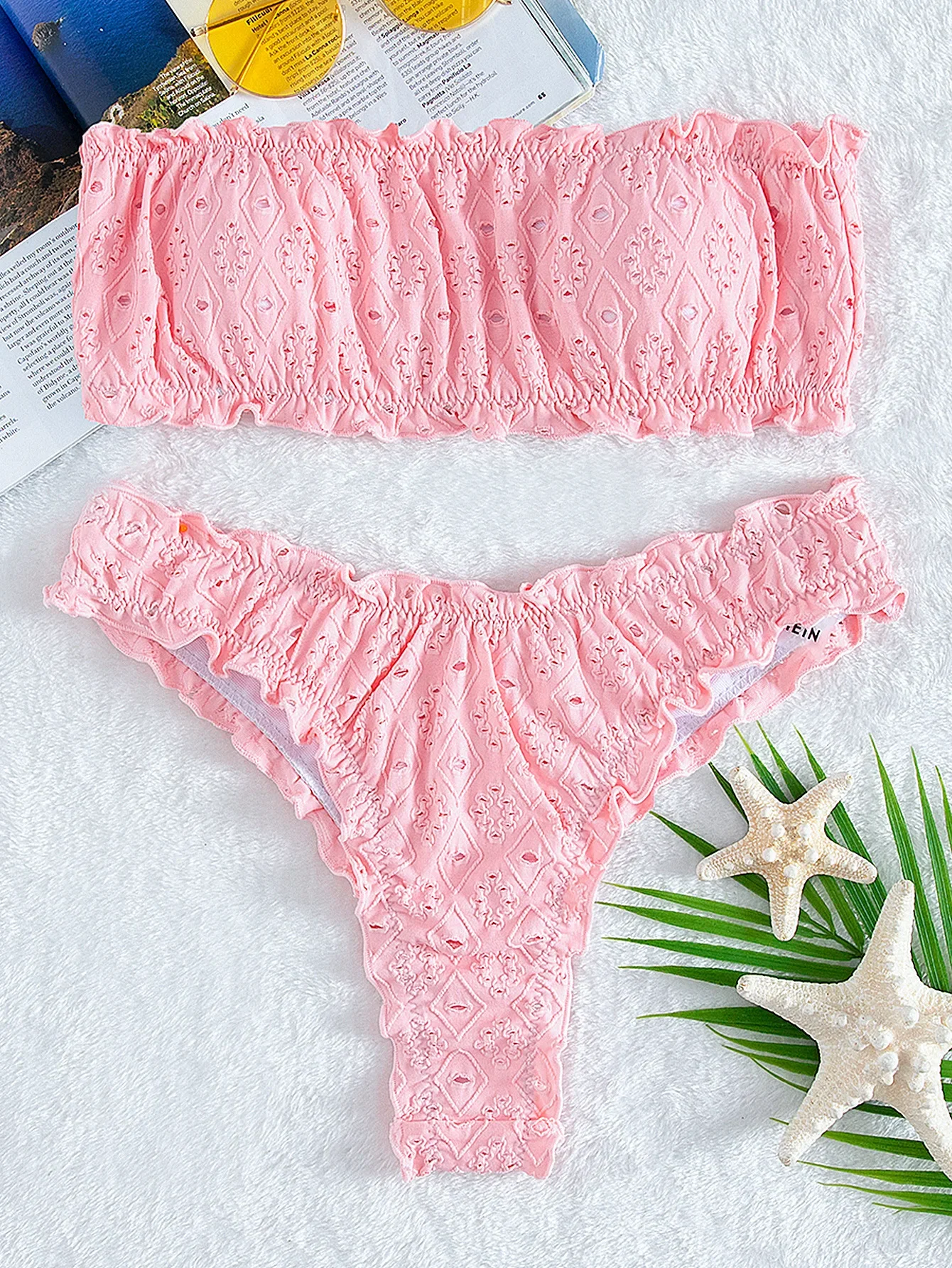 Schiffy салат с отделкой бандо бикини 2024 женский бразильский купальник сексуальный