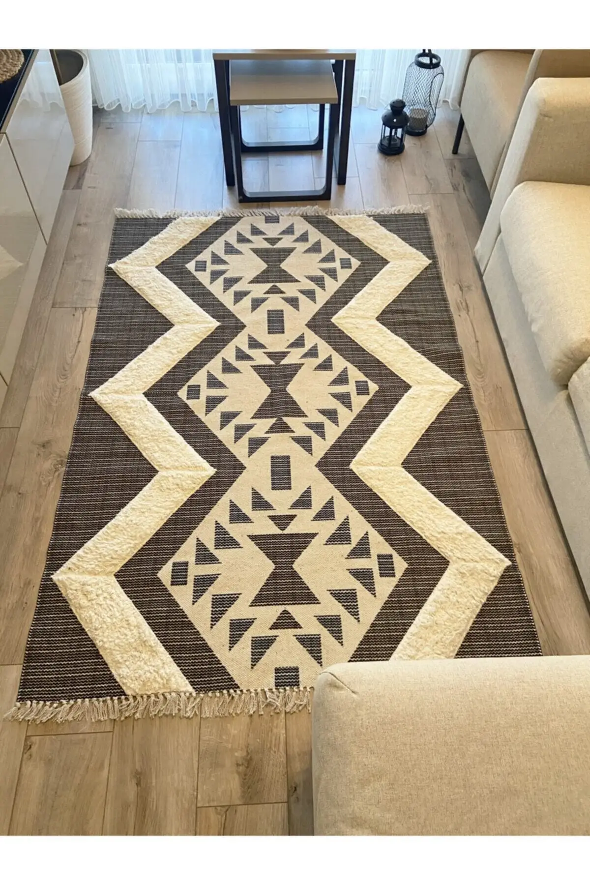 

Хлопковый нескользящий ковер, высококачественный богемный ковер ручной работы, 4015 серый, темно-синий, темно-синий, полосатые, богемные ковр...