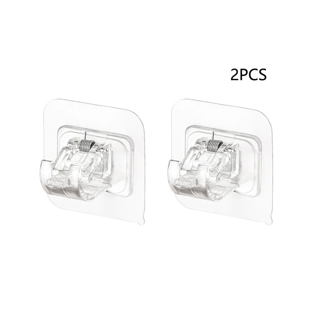 

2Pcs Traceless Hook Curtain Rod Bracket Holder ABS 10kg Load-bearing Spare Tools For Home Dector Kitchen Bathroom