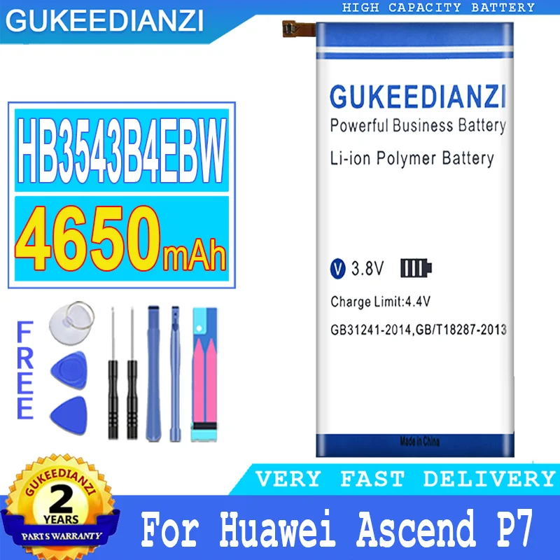 

4650mAh GUKEEDIANZI Replacement Battery HB3543B4EBW For Huawei Ascend P7 P 7 L07 L09 L00 L10 L05 L11 Replacement Bateria tools