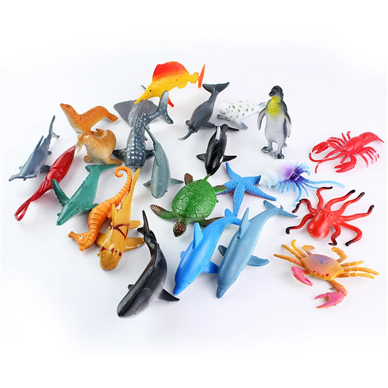 

6CM 12/24pcs/lot Marine Animal PVC Figure Collectible Toys Hot Sale Action Figures Anime Figurines Kids Cognition Toys Gift