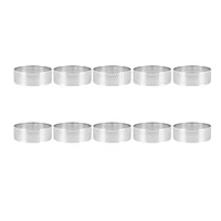 10pcs round dessert stainless steel perforated fruit pie quiche cake mousse mold kitchen baking mold 6cm